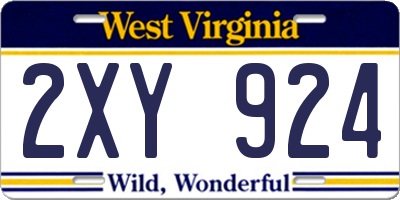 WV license plate 2XY924