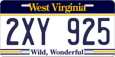 WV license plate 2XY925