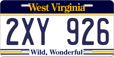 WV license plate 2XY926