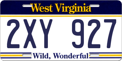 WV license plate 2XY927