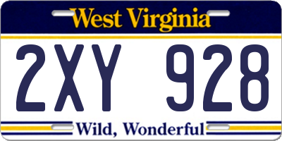WV license plate 2XY928