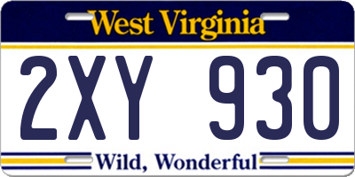 WV license plate 2XY930