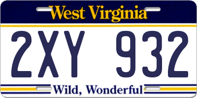 WV license plate 2XY932