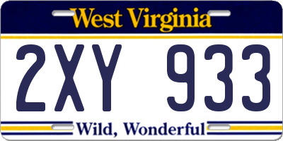WV license plate 2XY933