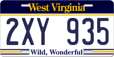 WV license plate 2XY935