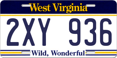 WV license plate 2XY936