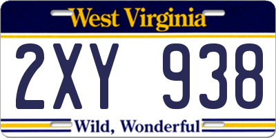 WV license plate 2XY938