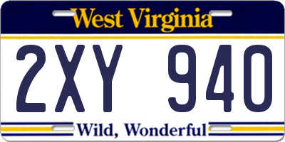 WV license plate 2XY940