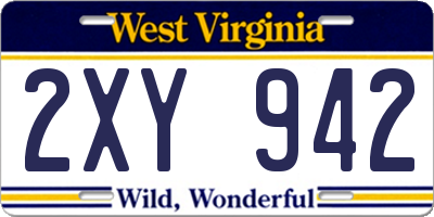 WV license plate 2XY942