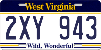 WV license plate 2XY943