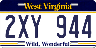 WV license plate 2XY944