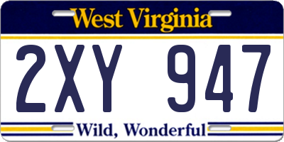 WV license plate 2XY947