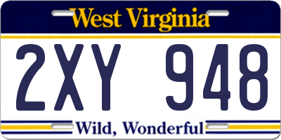 WV license plate 2XY948