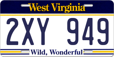 WV license plate 2XY949