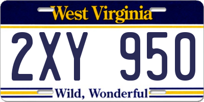 WV license plate 2XY950