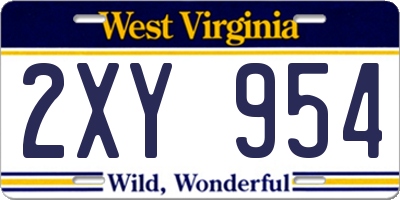 WV license plate 2XY954
