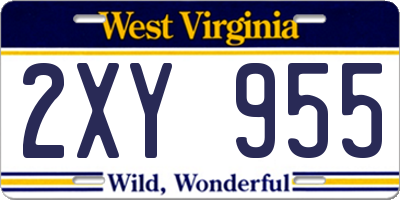 WV license plate 2XY955