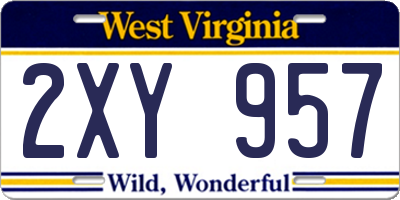 WV license plate 2XY957