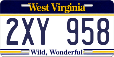WV license plate 2XY958