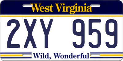 WV license plate 2XY959
