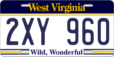 WV license plate 2XY960