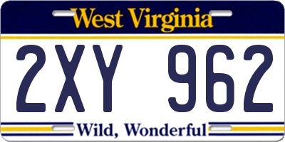 WV license plate 2XY962