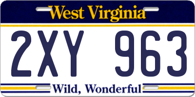 WV license plate 2XY963