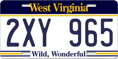 WV license plate 2XY965