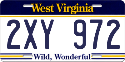WV license plate 2XY972