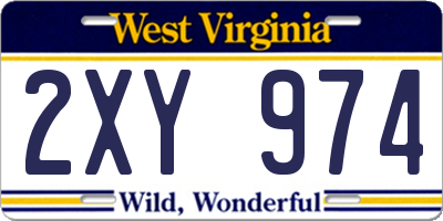 WV license plate 2XY974