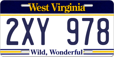 WV license plate 2XY978