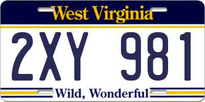 WV license plate 2XY981