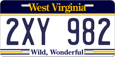 WV license plate 2XY982