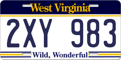 WV license plate 2XY983