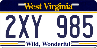 WV license plate 2XY985