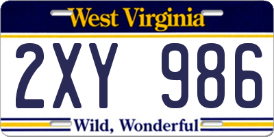 WV license plate 2XY986