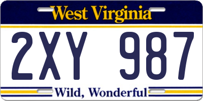 WV license plate 2XY987