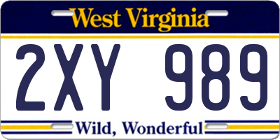 WV license plate 2XY989