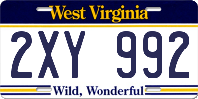 WV license plate 2XY992