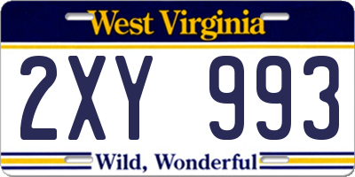 WV license plate 2XY993