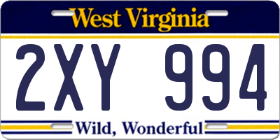 WV license plate 2XY994