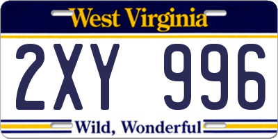 WV license plate 2XY996