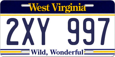 WV license plate 2XY997