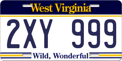 WV license plate 2XY999