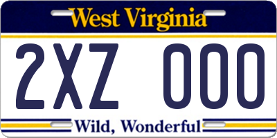 WV license plate 2XZ000