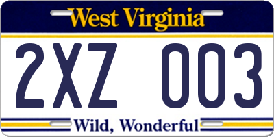 WV license plate 2XZ003
