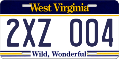 WV license plate 2XZ004