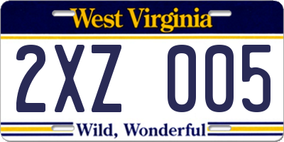 WV license plate 2XZ005