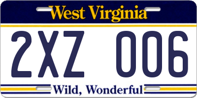 WV license plate 2XZ006