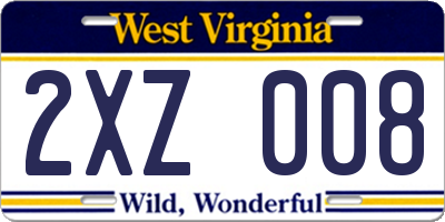 WV license plate 2XZ008